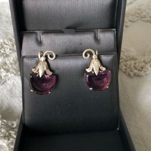 Vintage Sterling silver amethyst eggplant earrings